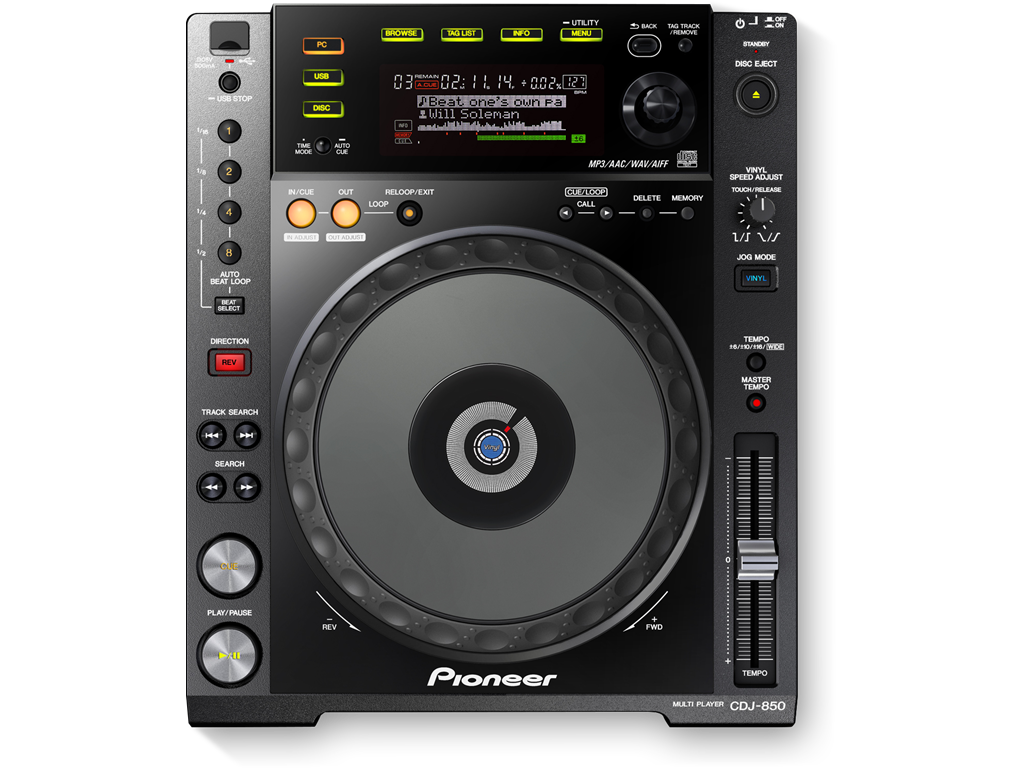 CDJ-850-K Digital deck with full scratch jog wheel and rekordbox support (black)